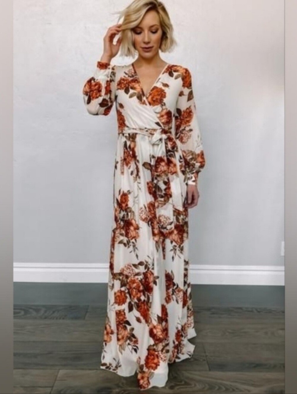 Baltic Born Cream Maxi Dress with Rust Floral